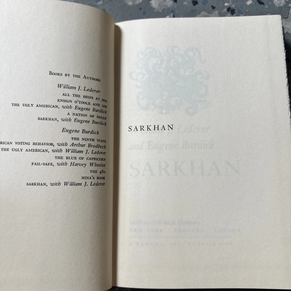 Sarkhan by‎ William J Lederer and Eugene Burdick - 1965 Book Club Edition -HCDJ